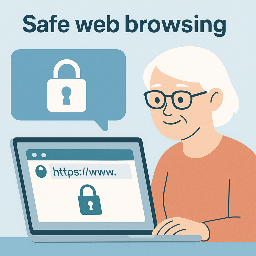 senior browsing securely